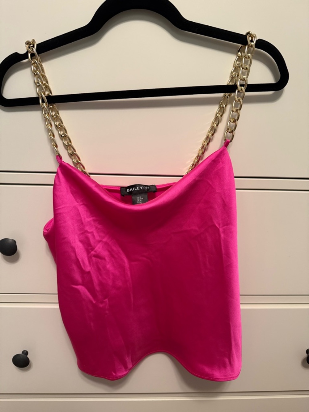 Bailey 44 Hot Pink Chain Strap Cowl Tank Top